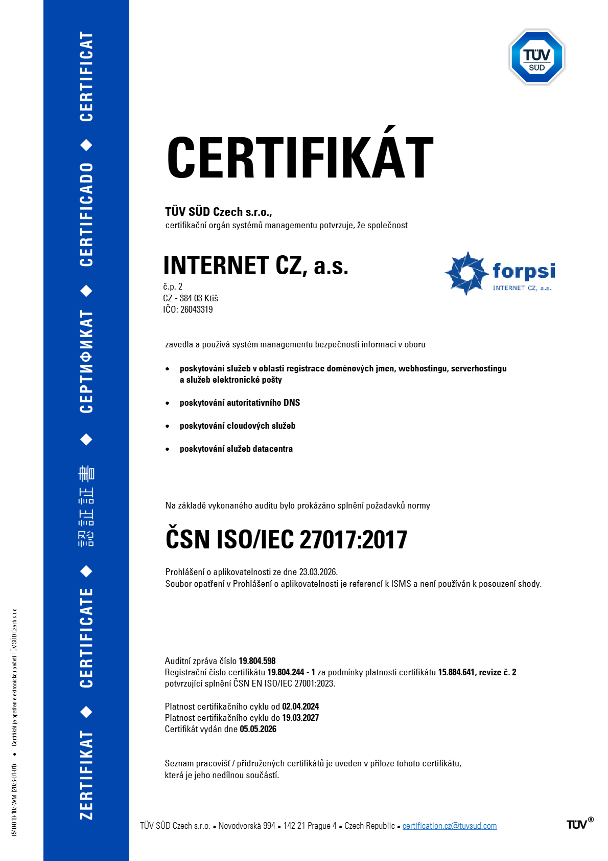 ČSN ISO/IEC 27017:2017