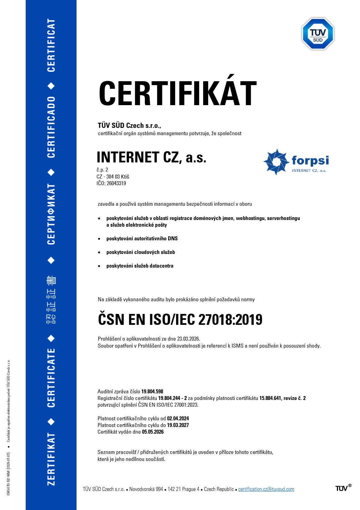 ČSN EN ISO/IEC 27018:2019